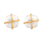 Gold And Silver Geometric Square Stud Earrings For Women Vintage Cross Design Statement Metal Earrings Fashion Jewelry Wholesale