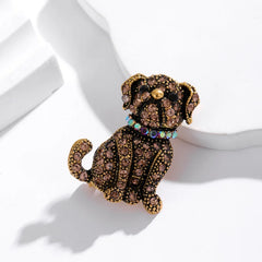 Fashion Glitter Sweet Puppy Cute Dogs Animals Brooches for Girls Stylish Glamorous Pins Jewelry for Women Ladies Accessories