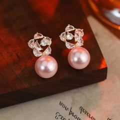 Women Pink Yellow Imitation Pearl Earring Fashion Elegant Graceful High Quality Lightweight Wholesale Daily Jewelry Accessories