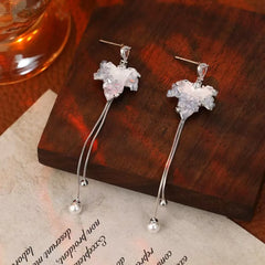 Women Orange Gold Silver Flower Dangle Earring Fashion Elegant Simple New Design Bulk Order Jewelry Accessories for Ladies Daily