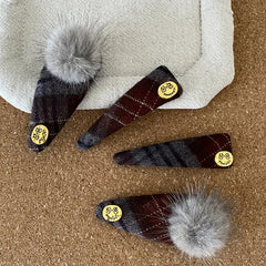 Trendy Winter Autumn Stripe Hair Clips for Girls Plaid Fashion Elegant Snap Clips for Women Ladies Hair Accessories in Stock