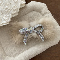 Fashion Fur Glitter Bowknot Luxury Hair Clips for Girls Elegant Sweet Cute Snap Clips for Women Ladies Hair Accessories Chic