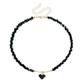 Fashion Simple Beads Solid Color Heart Necklaces for Girls Sweet Bold Charms Jewellry for Women Ladies Accessories Wholesale
