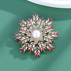 Fashion Sunflower Snow Flake Glitter Brooches for Girls Sparking Luxury Elegant Pins Jewelry for Women Ladies Accessories
