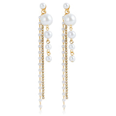 Fashion Tassel Imitation Pearl Drop Earrings for Girls Elegant Glamorous Luxury Jewelry for Women Ladies Accessories Wholesale