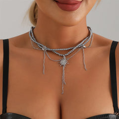 Fashion Beads Sweet Tassel Sun Glamorous Charms Necklaces for Girls Sweet Spicy Jewelry for Women Ladies Accessories Parties