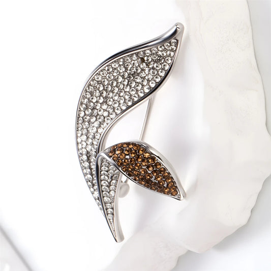 Fashion Glitter Rhinestone Sparkle Leafs Brooches for Girls Sweet Elegany Pins Jewelry for Women Ladies Accessories Wholesale