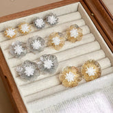 Ladies New Design Mental Flower Shape Stud Earring Fashion Elegant Street Style Bulk Order Jewelry Accessories for Women Holiday