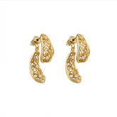 Front and Back Two-Way Stud Earrings French Style Exquisite Glitter Hollow Lace Pattern Earrings Fashion Elegant Retro Luxury