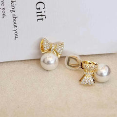 Fashion Trendy Bowknot Glitter Imitation Pearl Clip on Earrings for Girls Elegant Sweet Jewelry for Women Ladies Accessories