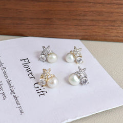 Sweet Animals Bowknot Cute Stud Earrings for Girls Simple Imitation Pearl Jewellry for Women Ladies Accessories Chinese Supplier