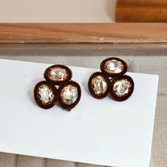 Fashion Trendy Glitter Art Deco Stud Earrings for Girls Cute Elegant Stylish Jewelry for Women Ladies Accessories Wholesale