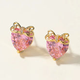 Shiny Glitter Rhinestone Fruits Strawberry Stud Earrings for Girls Bowknot Sweet Elegant Jewelry for Women Ladies Accessories