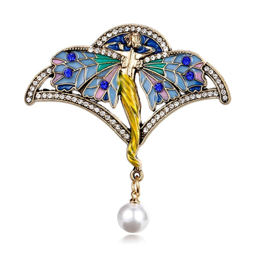 Fashion Luxury Butterfly Imitation Pearl Trendy Brooches for Girls Elegant Graceful Vintage Glitter Jewelry for Women Ladies