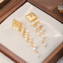 Women Freshwater Pearl S925 Silver 18k Gold-plated Drop Earring Elegant Glamorous Fashion Factory Price in Stock Daily Jewelry