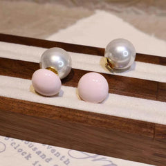 Simple Fashion Trendy Chic Imitation Pearl Stud Earrings for Girls Candy Color Classic Jewellry for Women Ladies Accessories