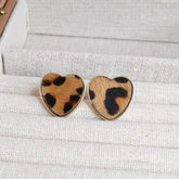 Women Heart Square Circle Shape Leopard Print Small Stud Earring Fashion Elegant Simple Bulk Order Jewelry Accessories for Daily