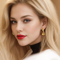 European and American Irregular Brushed Geometric Earrings Niche Design Minimalist Statement Stud Earrings Accessories Wholesale