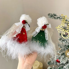 2025 Christmas Feather Lace Ribbon Bowknot Hair Clips for Baby Girls Luxurious Hat Alligators for Kids Children Hair Accessories