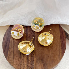 Fashion S925 Silver Copper 18K Gold Plated Jewelry Freshwater Stud Earrings for Girls Trendy Jewelry for Women Ladies Wholesale