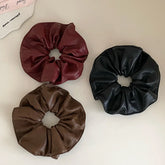 Women Hot Sale Solid Color PU High Elastic Hair Ties Fashion Elegant Vintage Customized Bulk Order in Stock Scrunchies Accessory