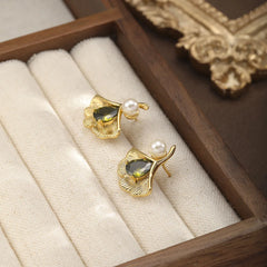 Women Shell Shape Glass Pearl Rhinestone Earring Elegant Fashion Dainty Factory Price Low MOQ in Stock Jewelry for Female Daily