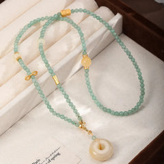 Women Green Beads Stone Necklace Elegant Trendy Charms Dainty Factory Price Low MOQ in Stock Jewelry for Female Daily Causal