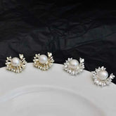 Luxury Elegant French Style Art Deco Stud Earrings for Girls Graceful Trendy Imitation Pearl Jewellry for Women Lady Accessories