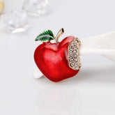 Fashion Sweet Apple Fruits Glitter Brooches for Girls Trendy Stylish Glamorous Charms Jewelry Pins for Women Ladies Accessories