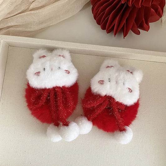 Fashion Cute Animals Rabbit Ribbon Bowknot Scrunchies for Girls Sweet Elegant Hair Ties for Women Ladies Hair Accessories