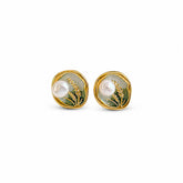 Fashion S925 Silver Freshwater Pearl Stud Earrings for Girls Sweet Flower Drip Glaze 18K Gold Jewelry for Women Ladies Wholesale