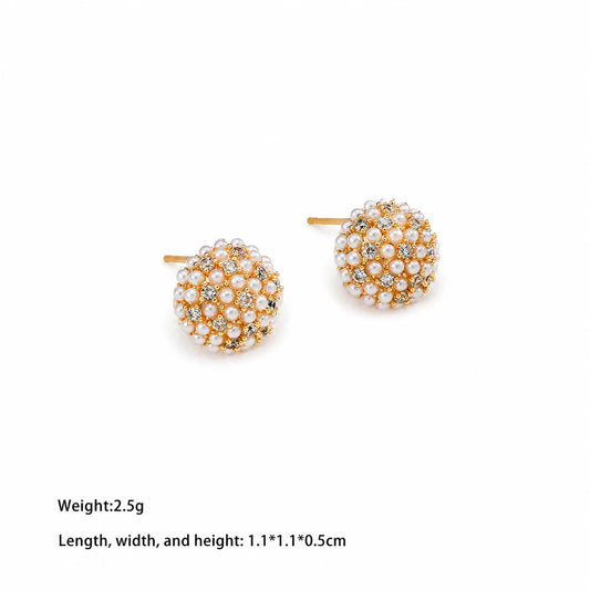 Female Ball Shape Pearl Stud Earring Factory Price Low MOQ in Stock Elegant Trendy Dainty Charms Jewelry for Women Causal Party