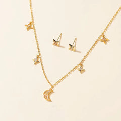 Glamorous Refined Dainty Charms Necklaces for Girls Elegant Stud Earrings Jewelry Sets for Women Ladies Accessories Wholesale