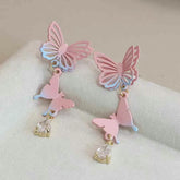 Luxury Glitter Butterfly Sweet Bowknot Drop Earrings for Girls Cute Trendy Stylish Jewelry for Women Lady Accessories Wholesale