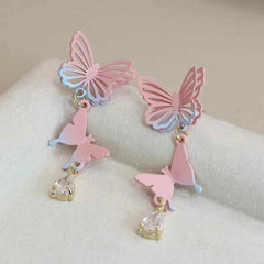 Luxury Glitter Butterfly Sweet Bowknot Drop Earrings for Girls Cute Trendy Stylish Jewelry for Women Lady Accessories Wholesale