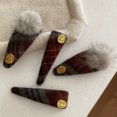 Trendy Winter Autumn Stripe Hair Clips for Girls Plaid Fashion Elegant Snap Clips for Women Ladies Hair Accessories in Stock