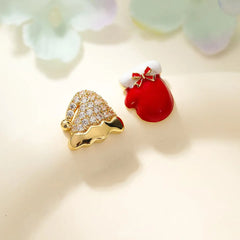 Women Christmas Hat Glove Carrot Mini Stud Earring Fashion Sweet Cute Red Bulk Order Lightweight High Quality Jewelry Accessory