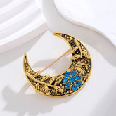 Fashion Glitter Moon Sparkle Vintage Dainty Brooches for Girls Elegant Retro Pins Jewelry for Women Ladies Accessories Wholesale