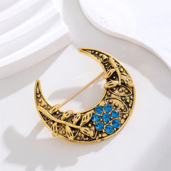 Fashion Glitter Moon Sparkle Vintage Dainty Brooches for Girls Elegant Retro Pins Jewelry for Women Ladies Accessories Wholesale