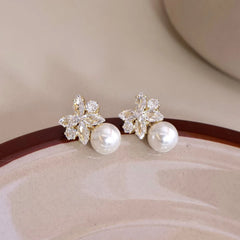 Female Square New Design Rhinestone Imitation Pearl Small Medium Drop Earring Luxurious Dainty Wholesale Daily Jewelry Accessory