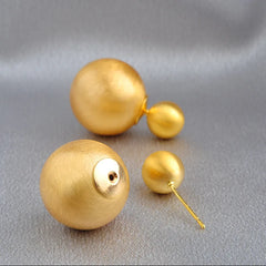Metal Brushed Double Ball Stud Earrings Women Fashion High-end Personalized Earrings European and American Ear Accessories Bulk