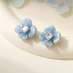 Sweet Trendy Fashion Elegant Flower Floral Stud Earrings for Girls Charms Glamorous Jewelry for Women Ladies Accessories Chic