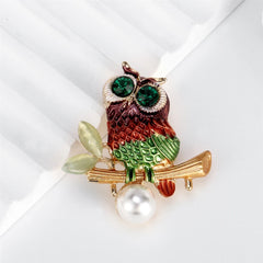 Fashion Glitter Sparking Luxury Rhinestone Birds Owl Brooches for Girls Sweet Pins Jewelry for Women Ladies Accessories Hot Sale