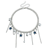 Fashion Sweet Glitter Star Imitation Pearl Link Necklaces for Girls Trendy Glitter Y2K Jewelry for Women Ladies Accessories