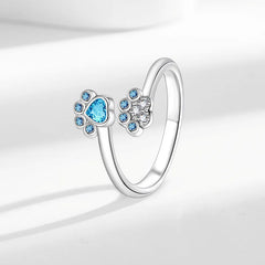 New Cute Pet Paw Print Rings Women's Fashionable Colored Zircon Ring Customizable Gift Jewelry Accessories Hot Mujer Wholesale