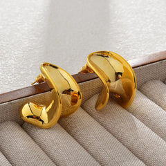Minimalist Irregular Wavy Metal Earrings 14K Gold Plated Geometric Earrings Chunky Statement Jewelry Gift for Women Accessory