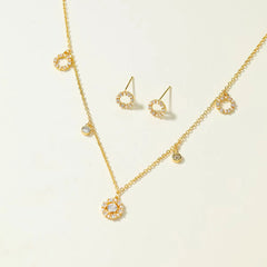 Fashion Elegant Charms Refined Necklaces for Girls Trendy Stud Earrings Jewellry Sets for Women Ladies Accessories Female