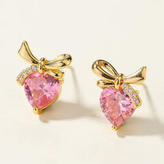 Sweet Stylish Trendy Glitter Fruits Bowknot Stud Earrings for Girls Fashion Elegant Rhinestone Jewelry for Women Lady Accessory