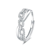 Best Selling Zircon Square Interlocking Chain Rings for Women Simple and Fashionable High-end Luxury Rings Accessories Wholesale