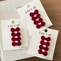 Fashion New Year Velvet Bowknot Hair Clips for Baby Girls Chic Classic Alligators for Kids Children Hair Accessories in Stock